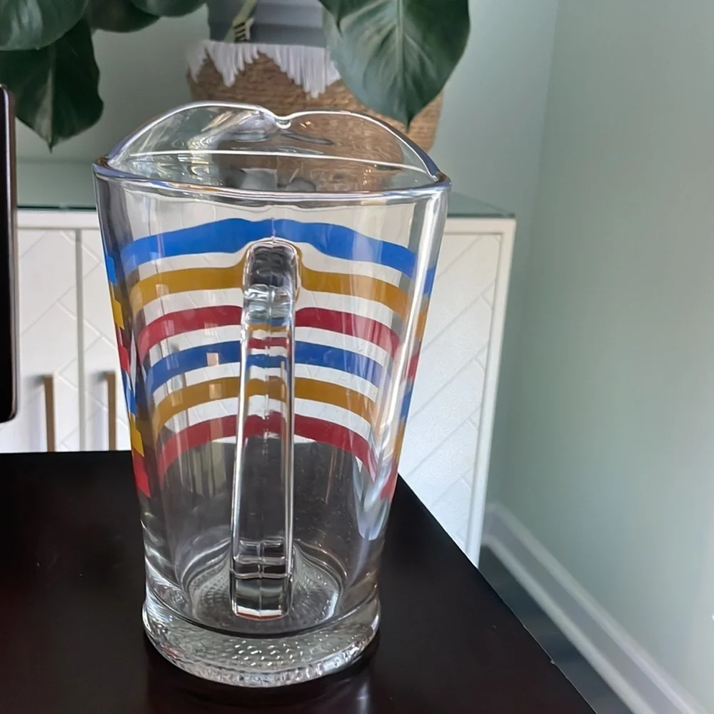 Vintage Libbey mid century modern striped pitcher